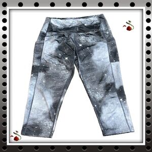 Jusue cropped capri leggings - black gray white - size xl